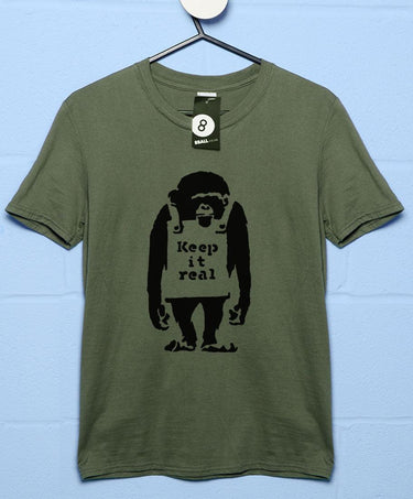 Banksy Keep It Real Mens T-Shirt 8Ball